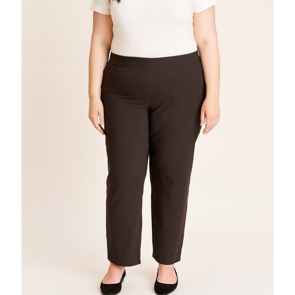 J. Jill Ponte knit pants pull on stretch chocolate brown slim leg 1XL career